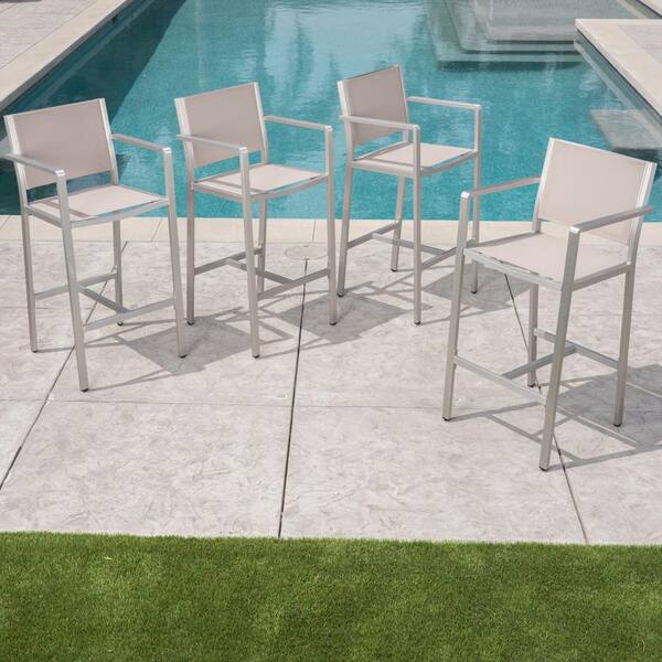Noble House Cape Coral Stackable Aluminum Outdoor Bar Stool (4Pack) 67200