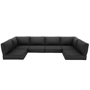 26 in. x 26 in. x 4 in. (14-Piece) Deep Seating Outdoor Lounge Chair Sectional Cushion Black