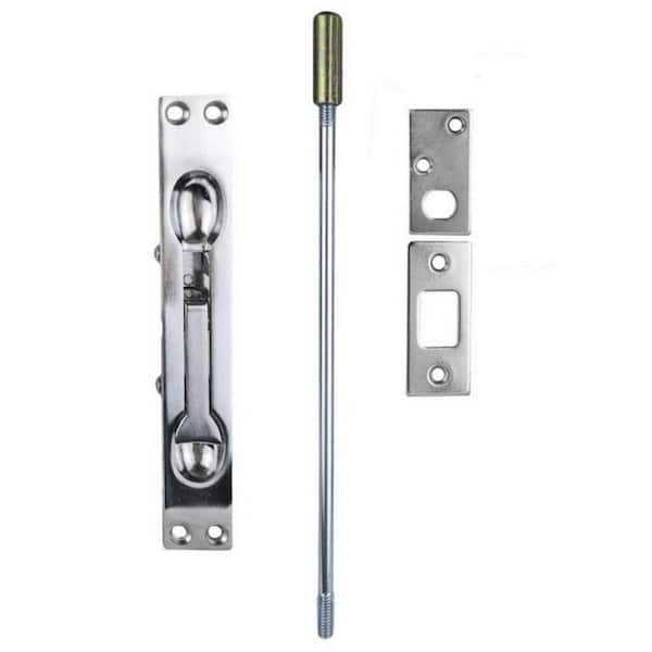 1/2 in. Heavy Duty Brushed Chrome Security Surface Flush Bolt