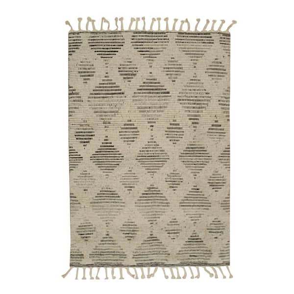 Hand-Knotted Wool N. Beige 6 ft. x 8 ft. Transitional Modern Knot Area Rug