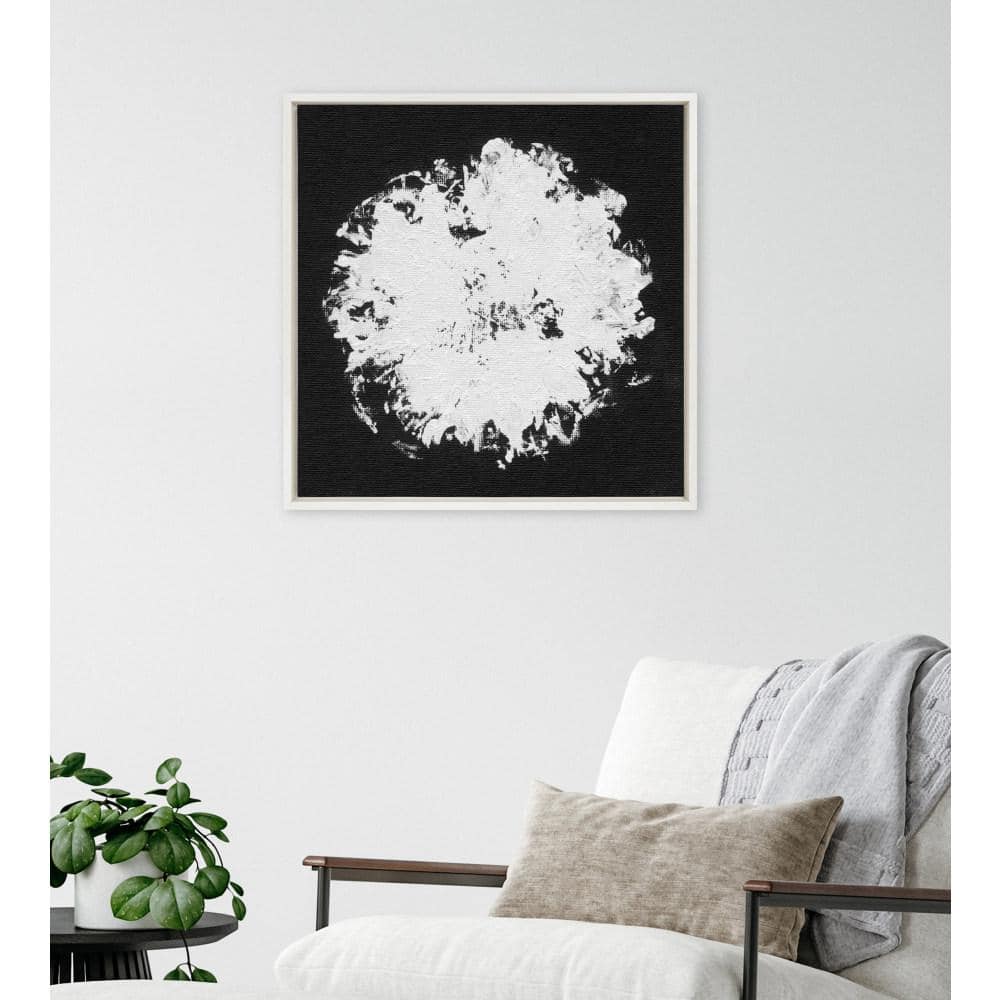 22x22 White Framed Abstract Black and White Canvas Wall Art