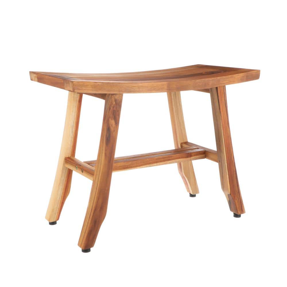 24" Teak Wood Shower Bench with Crossbar