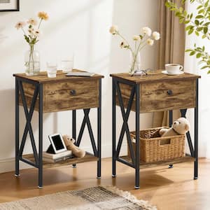 VECELO Nightstand Industrial End Table Accent Furniture with 1Open