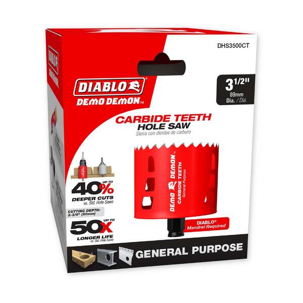 DIABLO 3-1/2 in. Carbide Hole Saw with 2-3/8 in. Cutting Depth