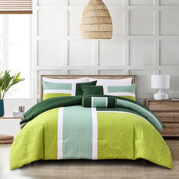 7-Piece Bed-in-A-Bag Comforter Bedding Set- King All Season Bedding  Comforter Set Green