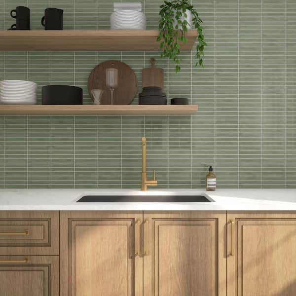 Artcrafted Aloe 11-1/2 in. x 10 in. Glazed Ceramic Straight Joint Mosaic Tile (8.3 sq. ft./case)