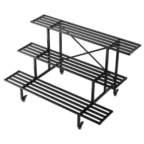 3-Tier Heavy Duty Weatherproof Metal Plant Stand with Wheels - 660 lb Capacity, 35" Long