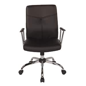Faux Leather Chair in Black with Chrome Base