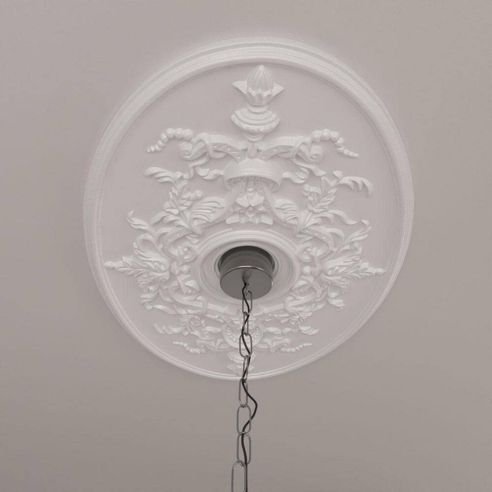Primed White Oval Polyurethane Oxford Ceiling Medallion