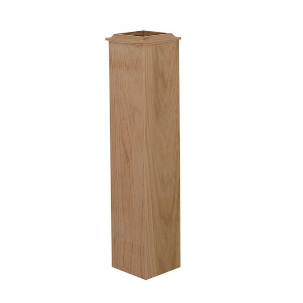 EVERMARK Stair Parts 4077 24 in. x 5in. Unfinished Red Oak Base Sleeve Newel Post for Stair Remodel