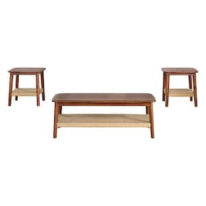 Calais 48 in. Rectangle Acacia Wood 3-Piece Set, Coffee Table and 2 End Tables