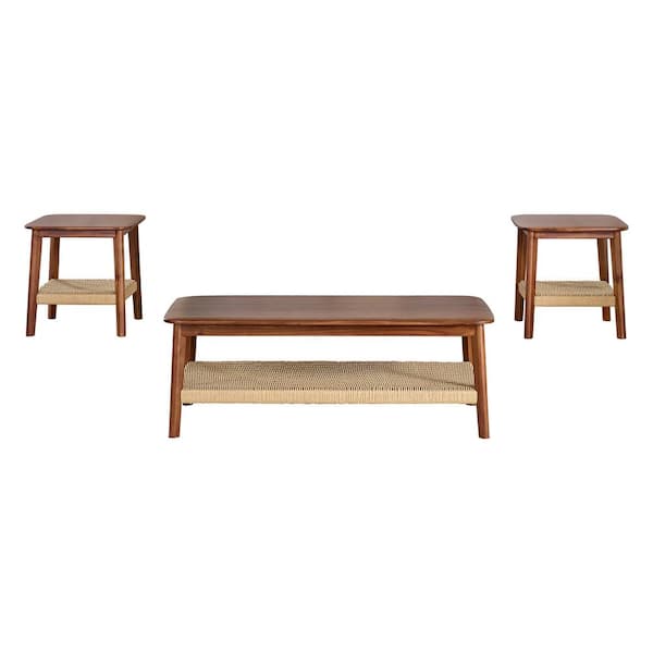 Alaterre Furniture Calais 48 in. Rectangle Acacia Wood 3-Piece Set, Coffee Table and 2 End Tables