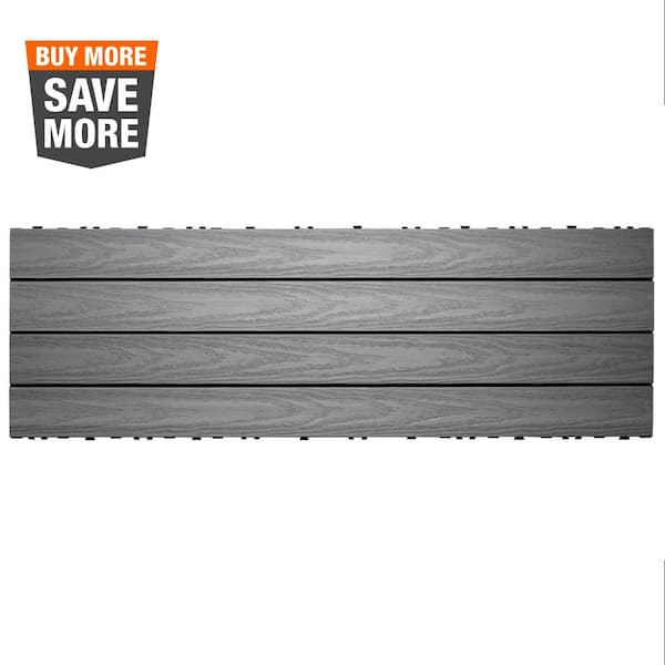 NewTechWood UltraShield Naturale 1 ft. x 3 ft. Quick Deck Outdoor Composite Deck Tile in Westminster Gray (15 sq. ft. Per Box)