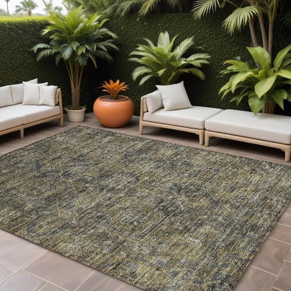 HomeRoots Dark Moss Green and Gray 10 ft. x 14 ft. Woven Oriental