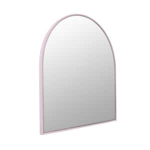 30 in. W x 32 in. H Framed Arched Bathroom Vanity Mirror in Pink