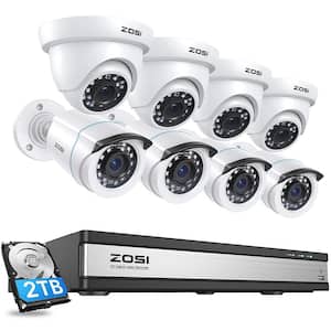 H.265+ 16-Channel 1080p 2TB DVR Security Camera System with 8 Wired Cameras