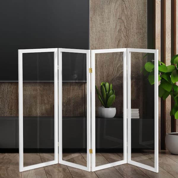4 ft. Short Clear Plastic Partition White 4 Panel