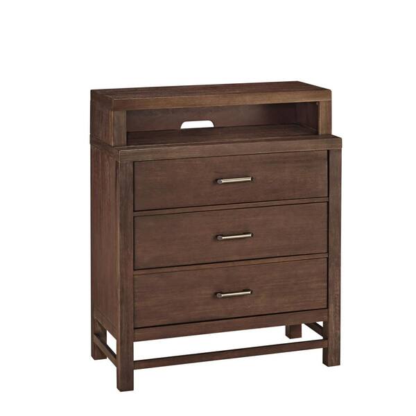 HOMESTYLES Barnside 3-Drawer Mahogany Brown Chest of Drawers