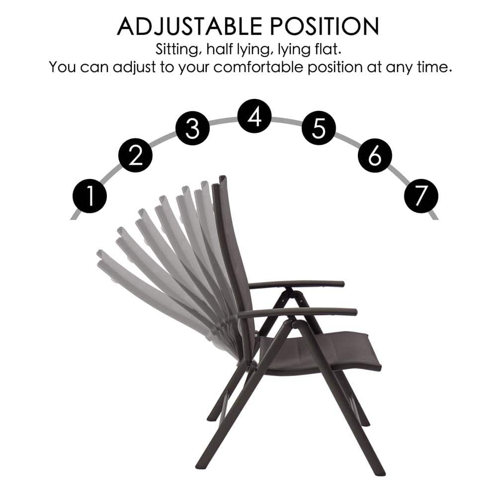 Kozyard Dark Beige Textilene Padded Foldable Dining Chairs, Set of 2