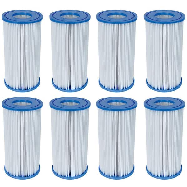binnen Poging Literaire kunsten Bestway 4.2 in. Dia 50 sq. ft. Type-III/A Pool Replacement Filter Cartridge  (8-Pack) 8 x 58012E-BW - The Home Depot