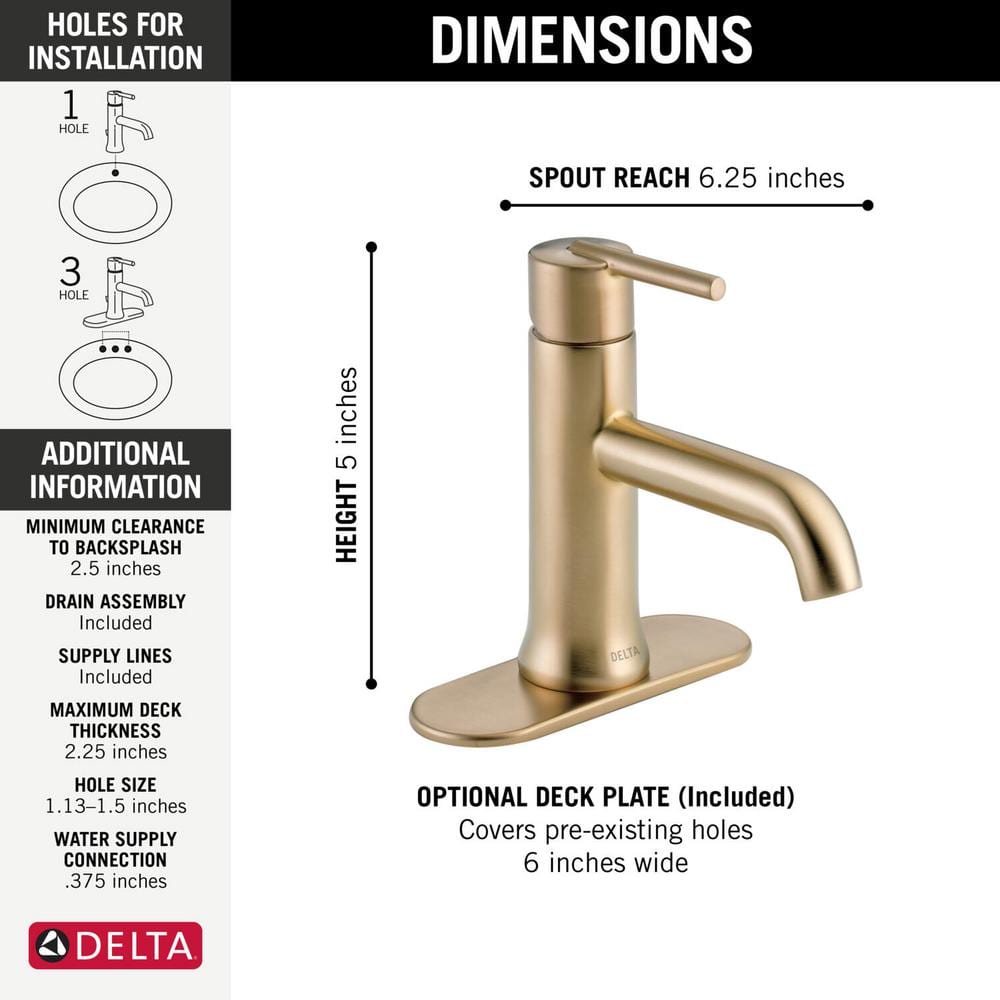 Delta Trinsic Modern Stainless Steel & Bronze Bathroom Faucet
