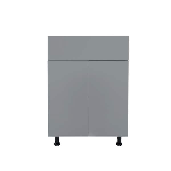 Cambridge Radiance 27 in. W x 24 in. D x 34.50 in. H Ready to Assemble Slab Base Kitchen Cabinet in Matte Grey