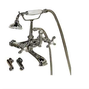 3-Handle Claw Foot Tub Faucet with Elephant Spout and Hand Shower in Polished Chrome