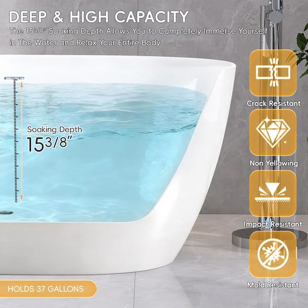 Getpro Bliss 47 in. x 27.5 in. Acrylic Freestanding Soaking