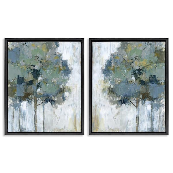 Stupell Industries Tree Impressions Abstract by Nan 2-Pieces Black Floater Frame Nature Graphic Art Print 21 in. x 17 in.