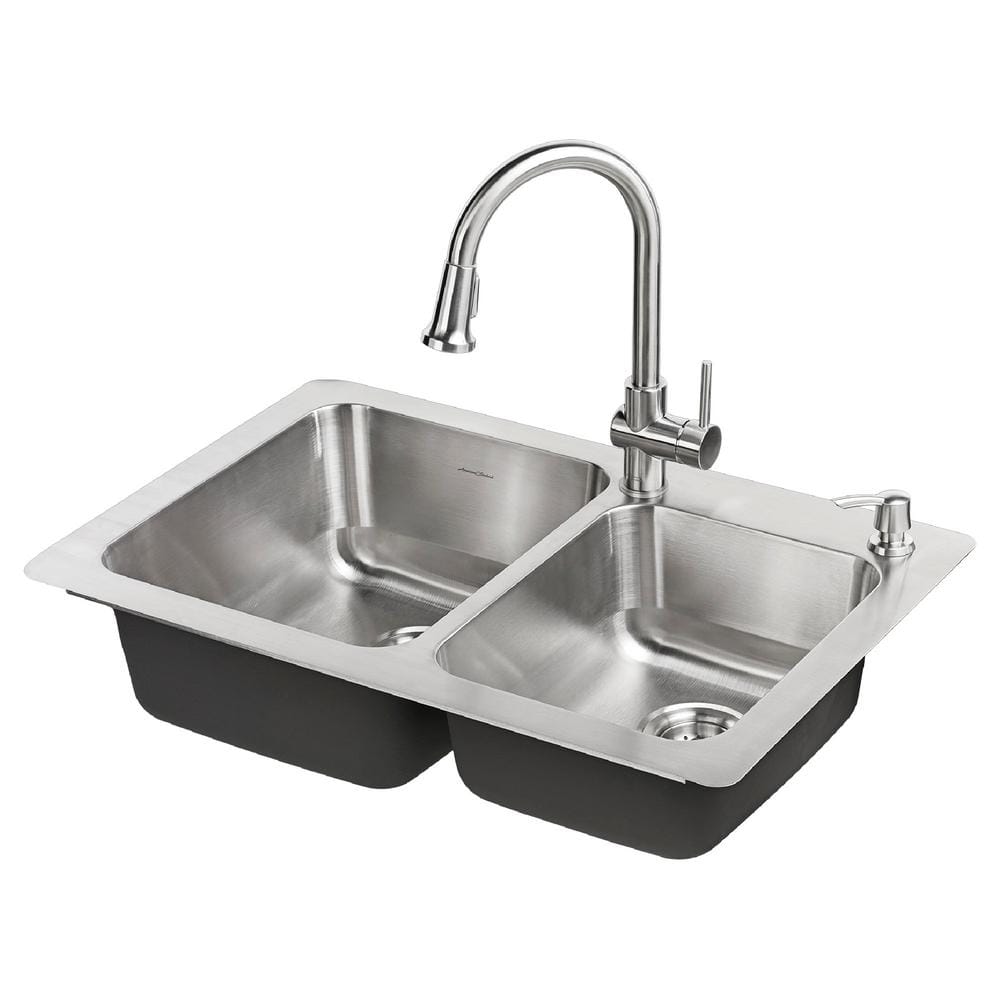 Stainless Steel Single-Handle Pull-Down Kitchen Faucet with Soap Dispenser