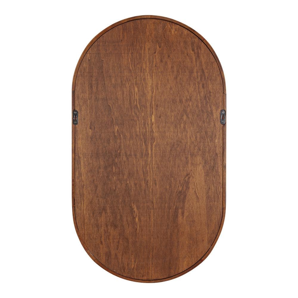 Walnut Brown Oval Floating Wood Wall Shelf