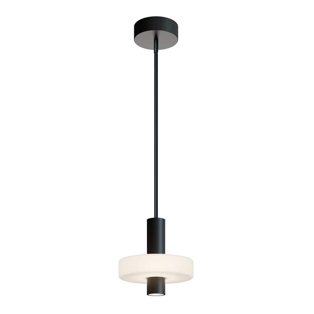 Sydney 21-Watt 1 Light Black Shaded Integrated LED Pendant Light with Frosted Glass Shade price history on PriceWatchPro