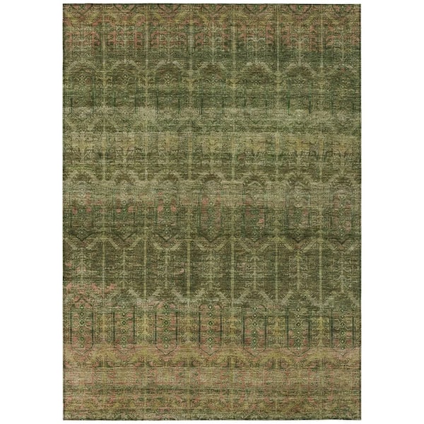Chantille Machine Washable Indoor/Outdoor Abstract ACN2728 Olive 5 ft. x 7 ft. 6 in. Area Rug