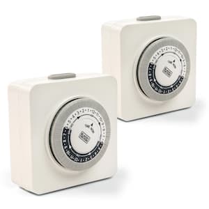 Indoor Light Programmable 2 Grounded Outlets Timers Analog Timer Outlet (2-Pack)