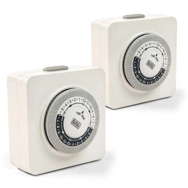 Indoor Light Programmable 2 Grounded Outlets Timers Analog Timer Outlet (2-Pack)