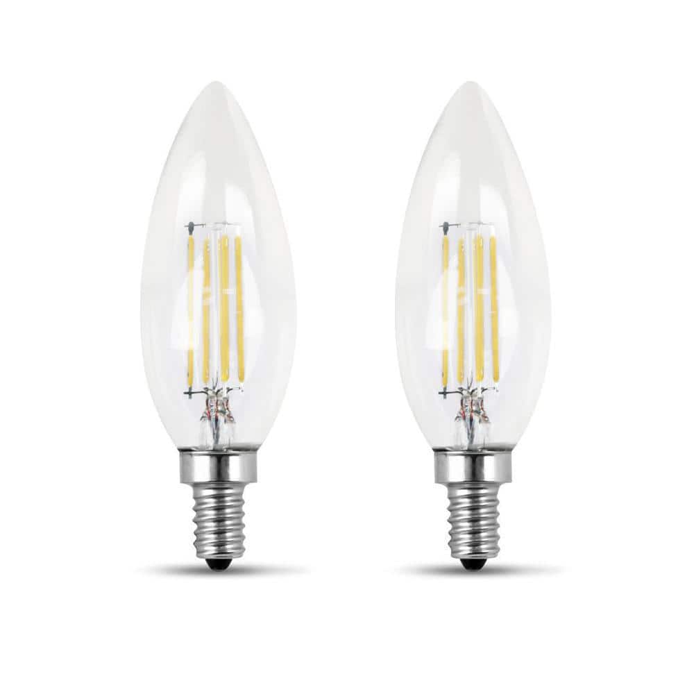 60-Watt Equivalent B10 E12 Candelabra Dimmable Filament CEC Clear Glass Cha