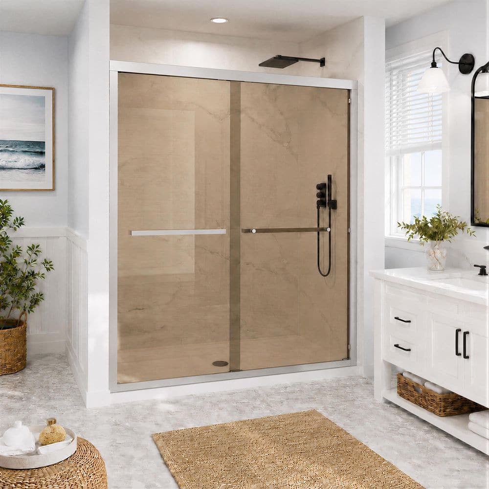 44 in. - 48 in. W x 72 in. H Double Sliding Framed Shower Door in Chrome with Tinted Glass price history on PriceWatchPro