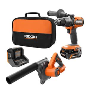 18V Cordless 2-Tool Combo Kit w/ Brushless Hammer Drill/Driver, Jobsite Blower, 4.0 Ah MAX Output Battery, Charger & Bag