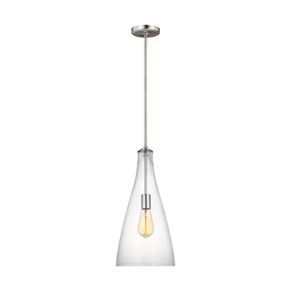Arilda 1-Light Brushed Nickel Pendant with Clear Glass Shade price history on PriceWatchPro