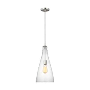 Arilda 1-Light Brushed Nickel Pendant with Clear Glass Shade