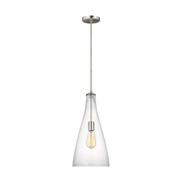 Generation Lighting Arilda 1-Light Brushed Nickel Pendant with Clear Glass Shade