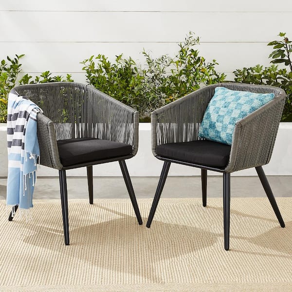 Best Choice Products Set of 2 Indoor Outdoor Patio Dining Chairs Woven Wicker Seating Set - Gray/Black