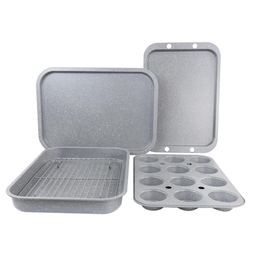 Oster Baker's Glee 13 in. x 9.6 in. Stainless Steel Cookie Sheet and 12 in.  Cooling Rack Bakeware Set in Silver 985118776M - The Home Depot