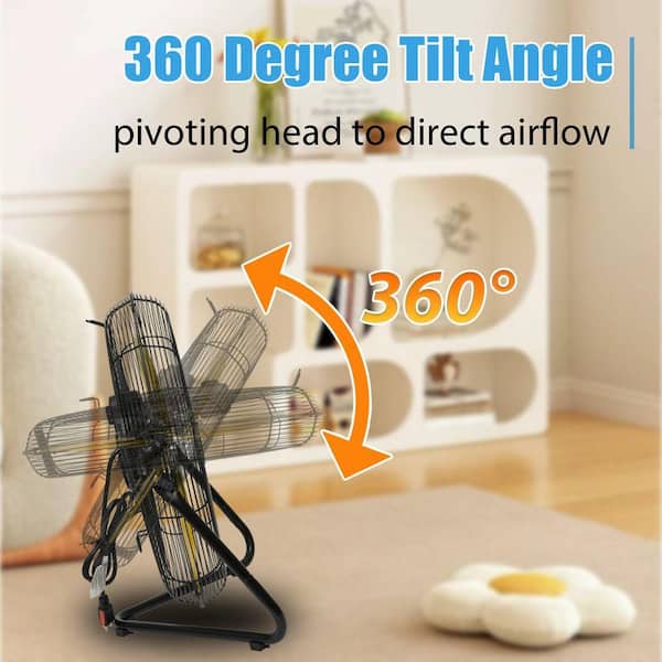 WOCK HICFM 20 in. 3-Speed ​​Floor Fan in Yellow with Tilting, 5300