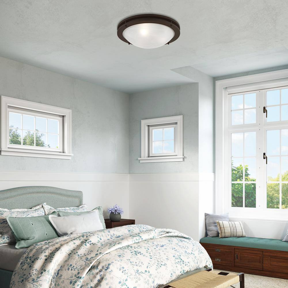 Ariel Art Deco-Inspired Bronze 3-Light Flush Mount with White Alabaster Glass