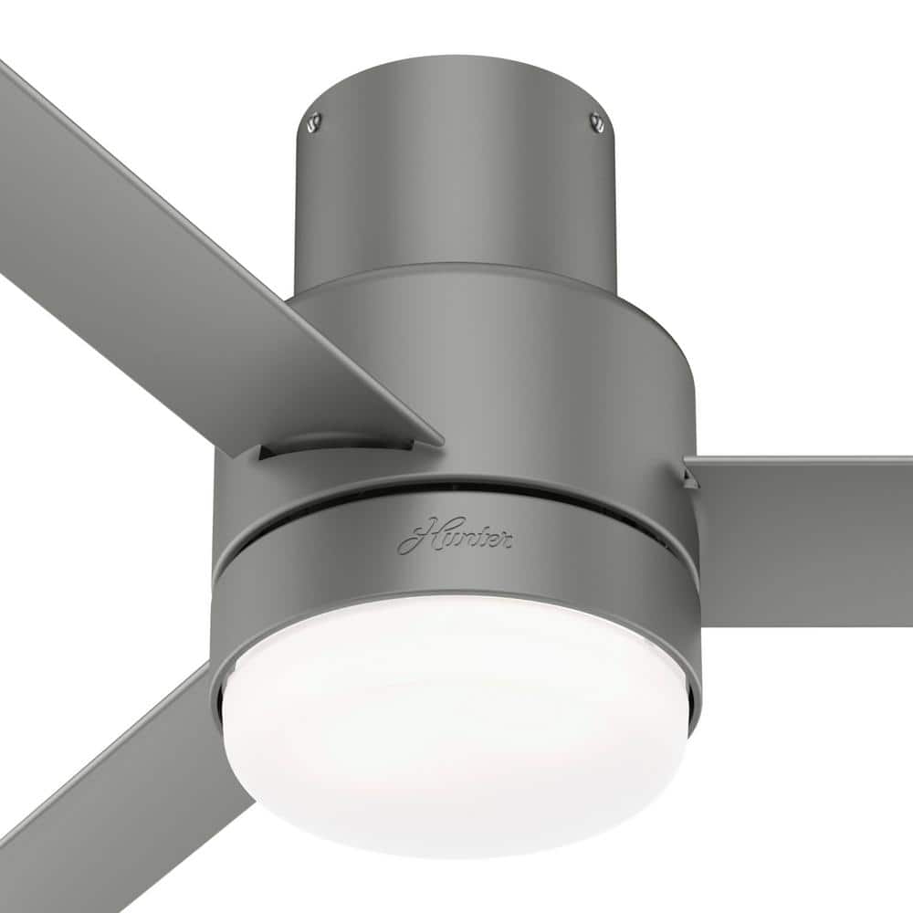Matte Silver 44" Low Profile Ceiling Fan with Remote and LED Light