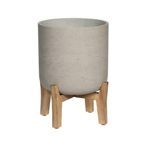 18.5 in W x 24.61 in. H XXL Round Grey Washed Fiberclay Indoor Outdoor Charlie Planter - Feet Low