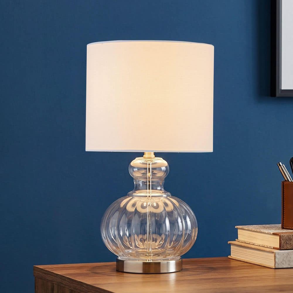 C Cattleya 20.25 in. Clear Gourd Table Lamp with Glass Base and