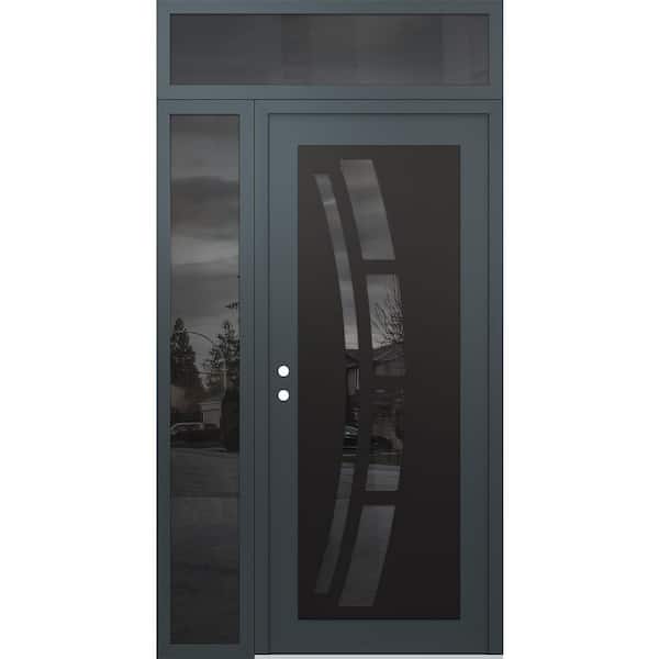 Tessari Doors C12 48 in. x 96 in. Black P Right-Hand/Inswing Mirrored ...