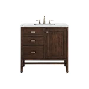 Addison 36 in. W x 23.5 in. D x 35.5 in. H Bathroom Vanity in Mid Century Acacia with Ethereal Noctis Quartz Top